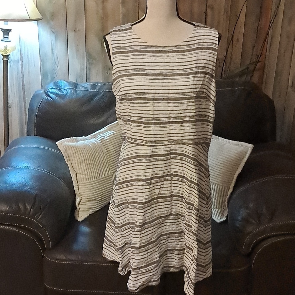 St. Tropez Striped Linen Dress Size 12